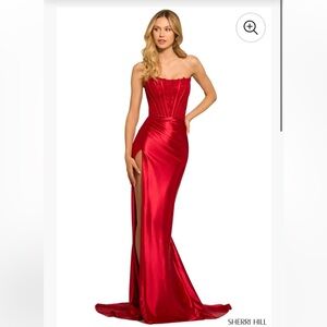 Sherri Hill NAVY Strapless Gown